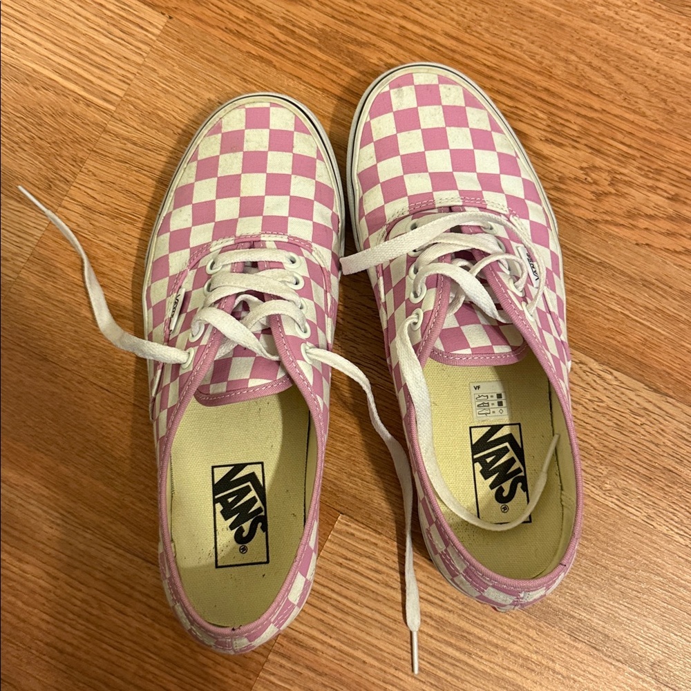 Vans Pink and White Checkered Women's Shoes
